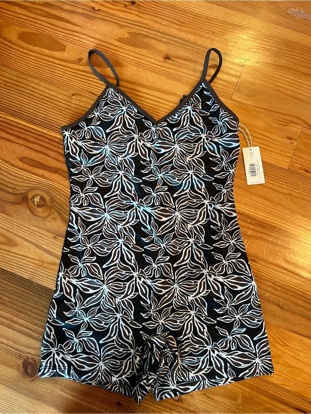 Noserider Surf Dark Tropics One-Piece Swimsuit - Black & Brown Print - Picture 2 of 3